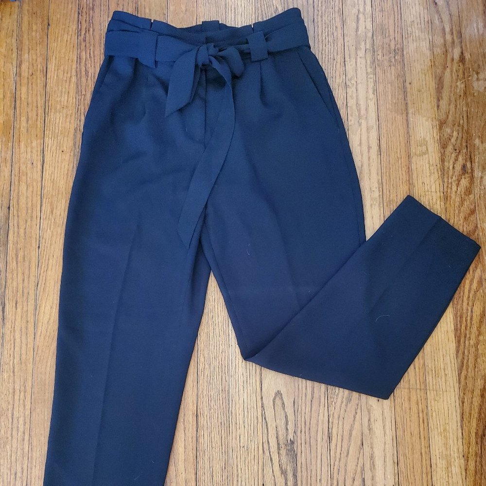 Express Black High Rise Paperbag Trousers (Size 4R)